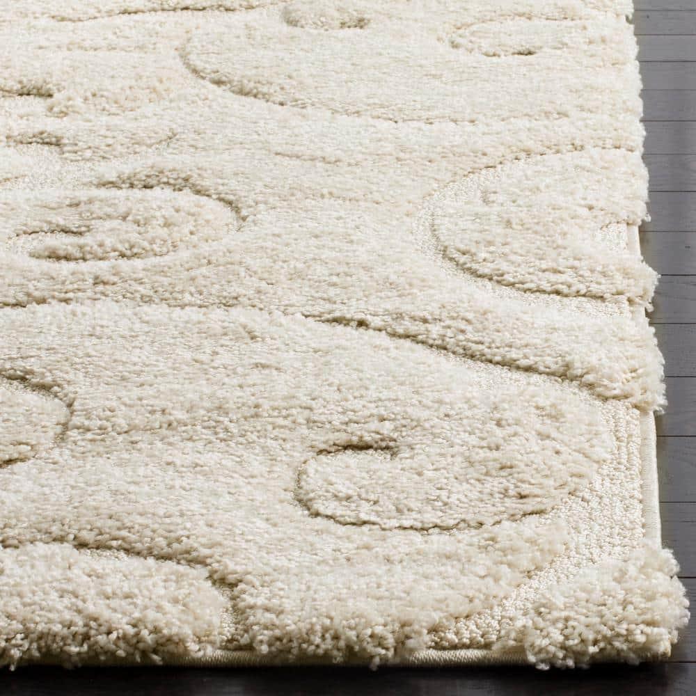 Florida Shag SG455 Power Loomed Indoor Area Rug - Creme/Creme - 5'x5' - Safavieh.