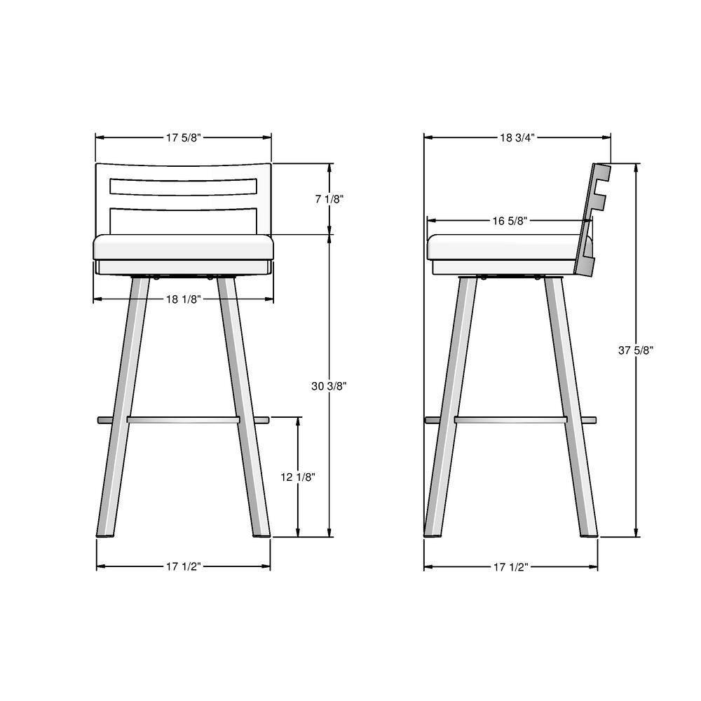 Amisco Derek 30 In. Swivel Bar Stool - Grey Polyester / Metallic Grey Metal