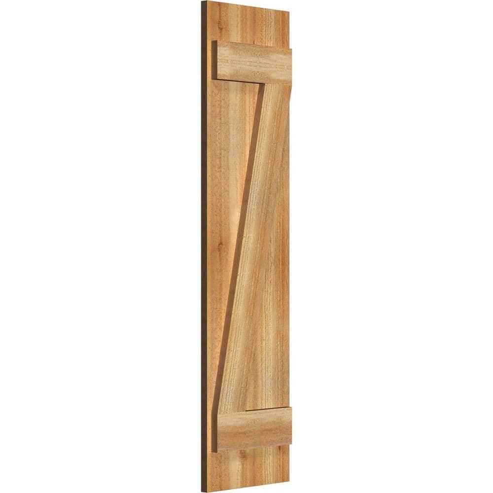 Ekena Millwork TimberCraft 5 3/8" Boards Joined Board-n-Batten Shutters w/Z-Bar, Western Red Cedar (Per Pair) (Set of 2)