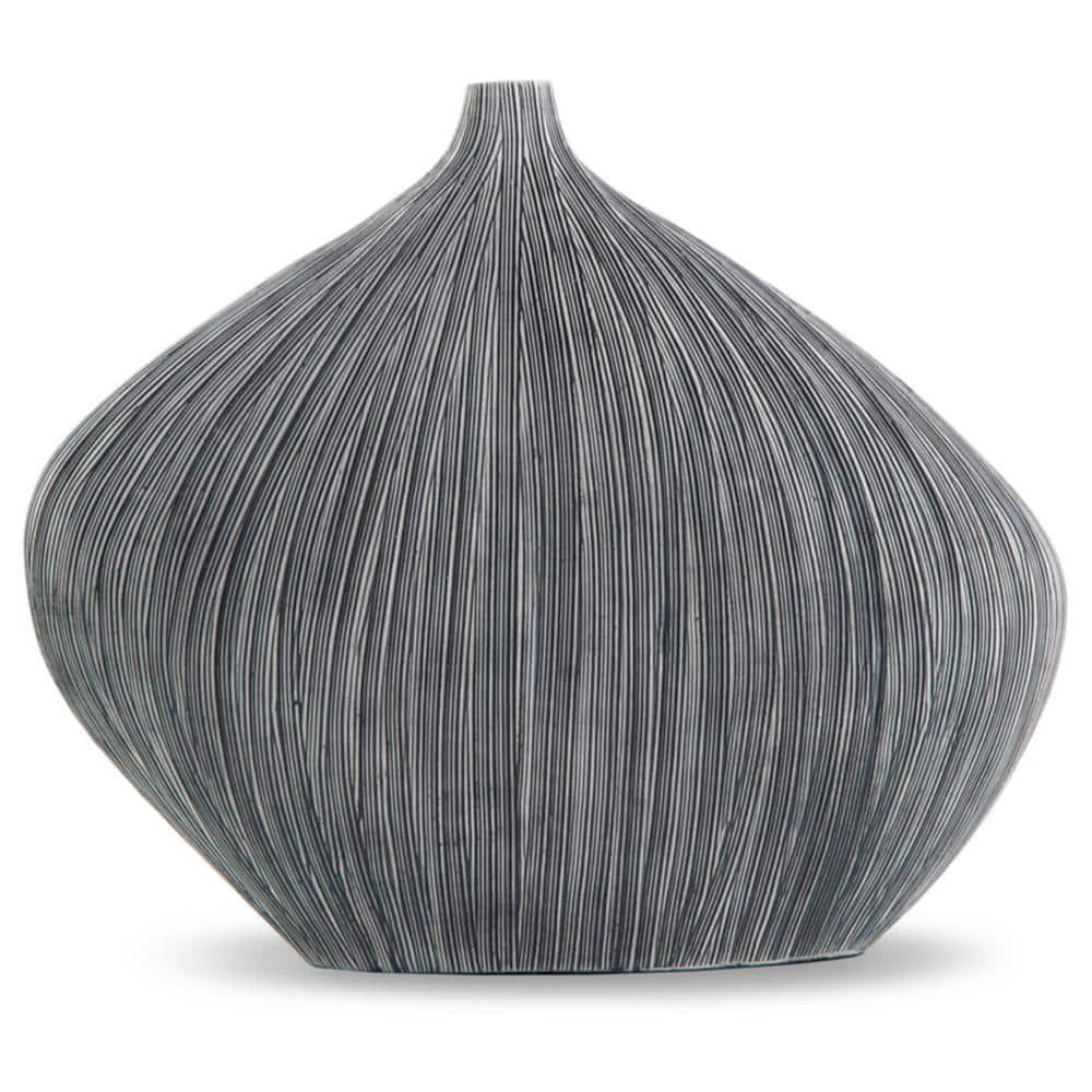 Benjara Crew Decorative Vase, Asymmetrical Design, Black Polyresin Frame, 16 Inch