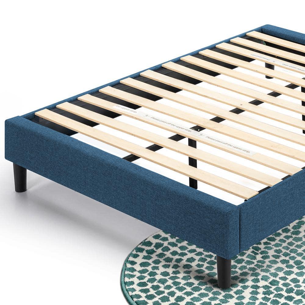 Zinus Curtis 13" Upholstered Platform Bed Frame, Navy, Queen