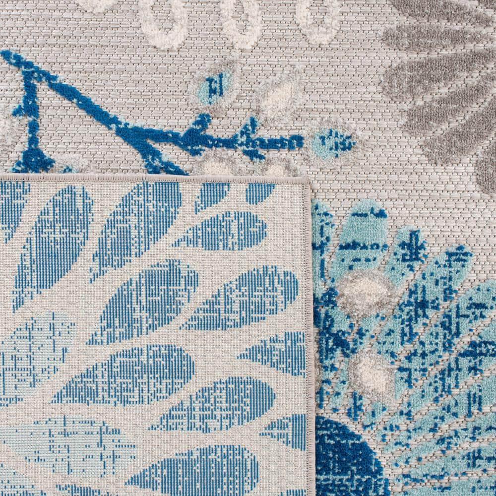 SAFAVIEH Cabana Garnet Floral Indoor/Outdoor Area Rug, Grey/Blue, 10' x 14'