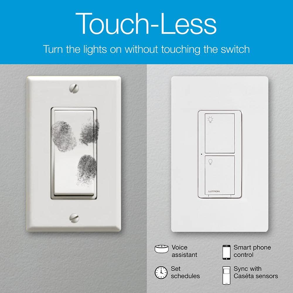 Lutron Caseta Smart Lighting Switch for All Bulb Types or Fans | Neutral Wire Required | PD-6ANS-WH | White