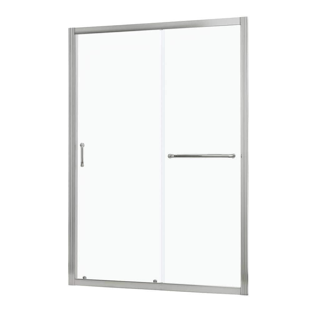 Mocoloo 60" W x 72" H Single Sliding Semi-Frameless Shower Door HMS-MOM-6A21-4-60SS