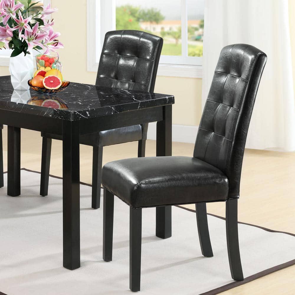 Modway Perdure Dining Side Chair Black: Vinyl Upholstered Parsons Style, Wood Frame, 285 lb Capacity