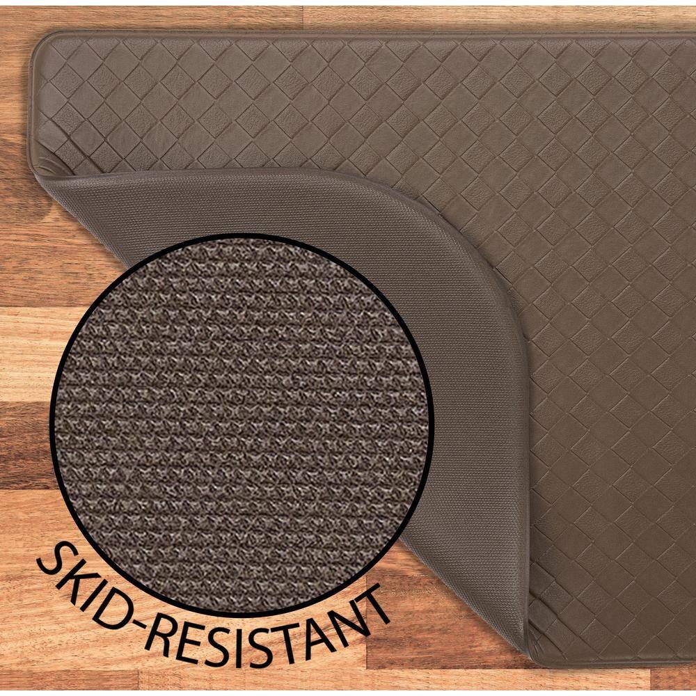 Anti-Fatigue Kitchen Mat, Mocha, Playa Basketweave Wedge by Chef Gear, 17.5 in. x 60 in.