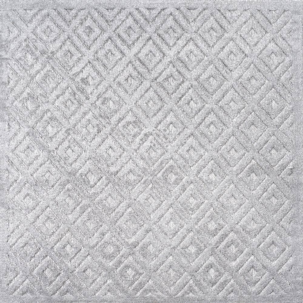 5' x 5' Portmany Neutral Diamond Trellis Indoor/Outdoor Area Rug, Light Gray - JONATHAN Y