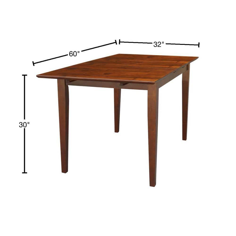 32"x48" Shaker Extendable Dining Table Brown - International Concepts: Seats 6, Solid Wood