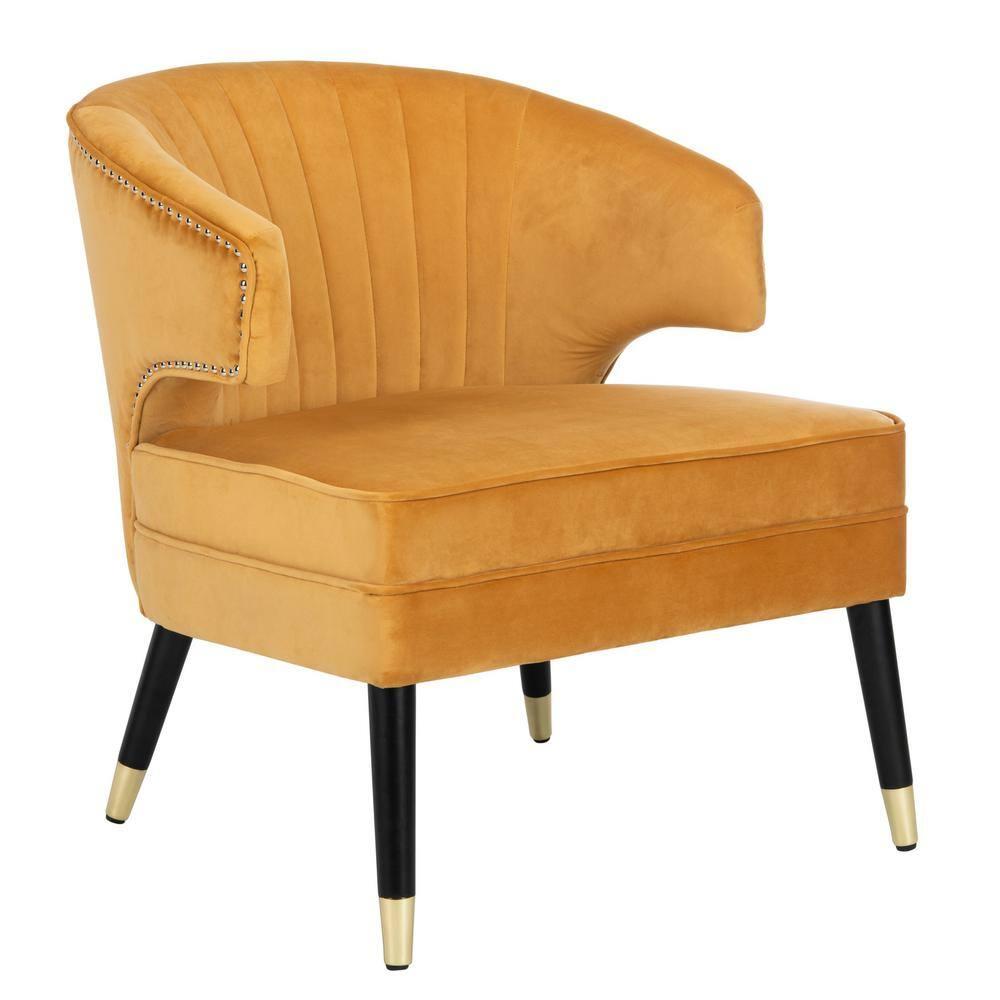 Stazia Wingback Accent Chair - ACH4502 - Marigold/Black - Safavieh