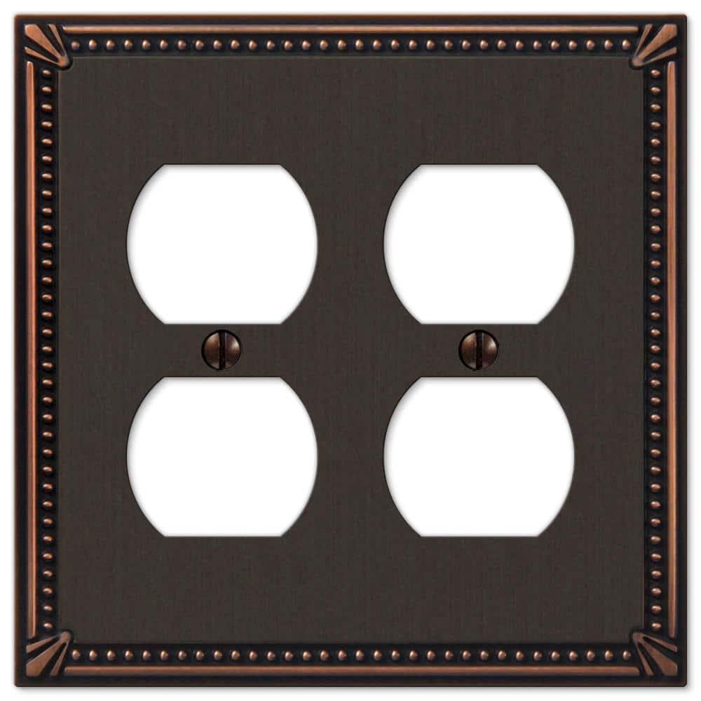 Amerelle 74DDDB Moderne Wallplate 2 Duplex Cast Metal Aged Bronze 1-Pack