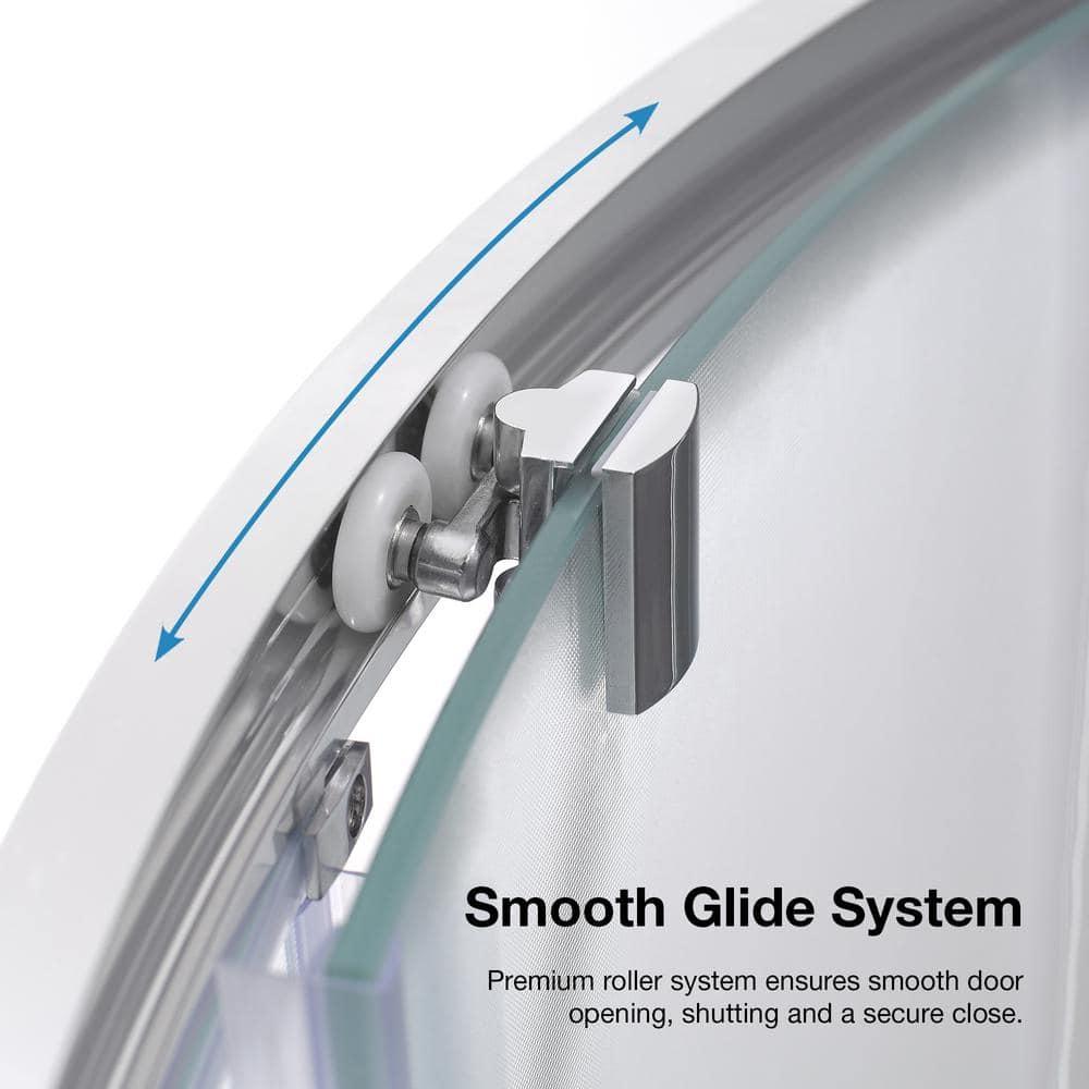 OVE Decors Breeze 40 in. Framed Round Shower Kit w/ Frosted Glass, Base, Wall in Chrome Finish