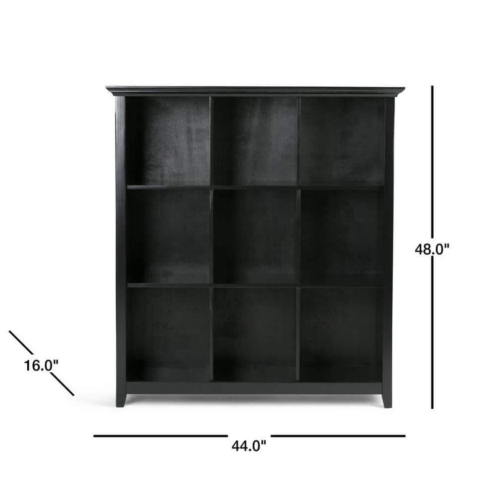 Simpli Home Acadian Wood Transitional 9 Cube Bookcase and Unit in Black