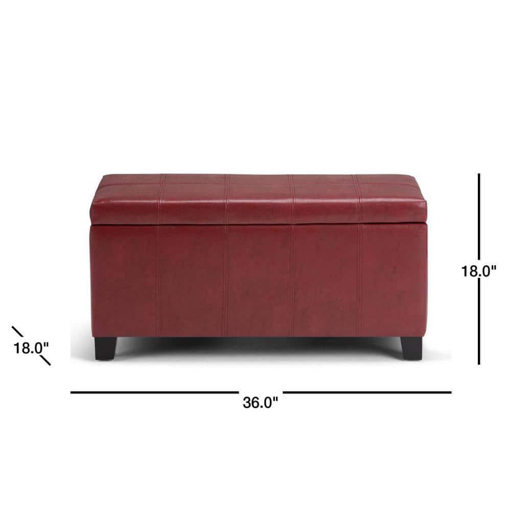 NicBex Faux Leather Storage Ottoman Bench,Upholstered Storage Ottoman with Stitched Design,Modern Storage Bench for Living Room,Bedroom,Red