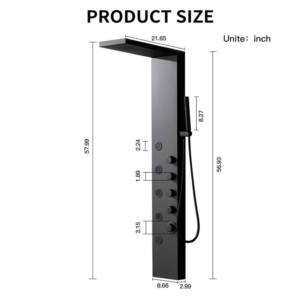 57.99'' Shower Panel with Fixed Shower Head
