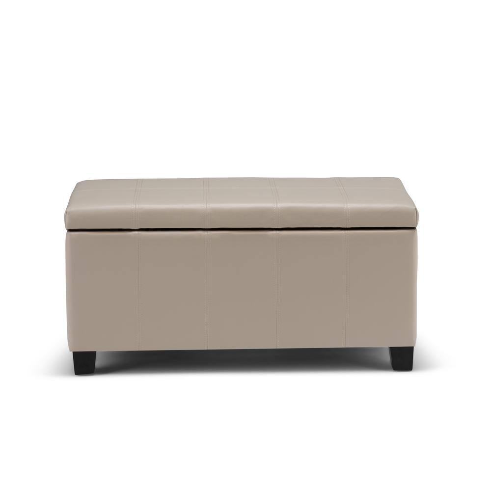 Simpli Home Dover 36"W Upholstered Storage Ottoman Bench with Lift-Top and Large Interior Storage
