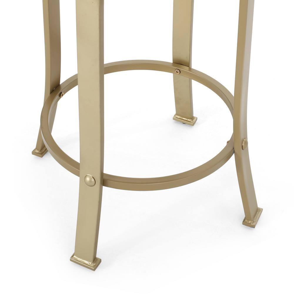 Noble House Skyla Modern Swivel Counter Stool in Blue and Gold (Set of 2)