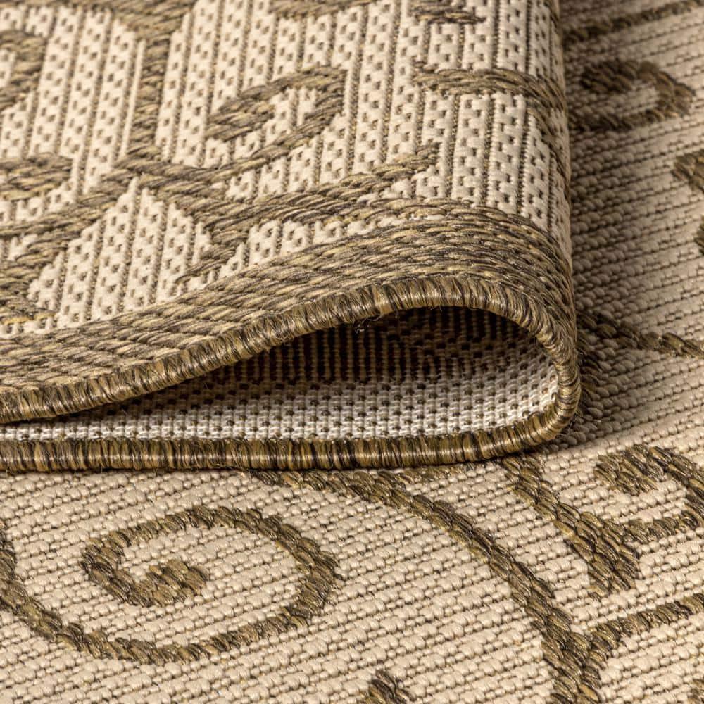 5'x8' Madrid Vintage Filigree Textured Weave Indoor/Outdoor Area Rug, Beige/Brown - JONATHAN Y