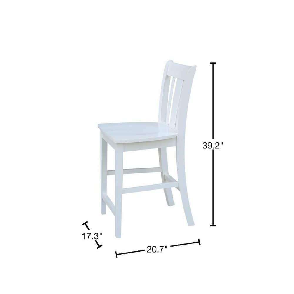 24" San Remo Counter Height Barstool Off White - International Concepts: Solid Wood, Slat Back