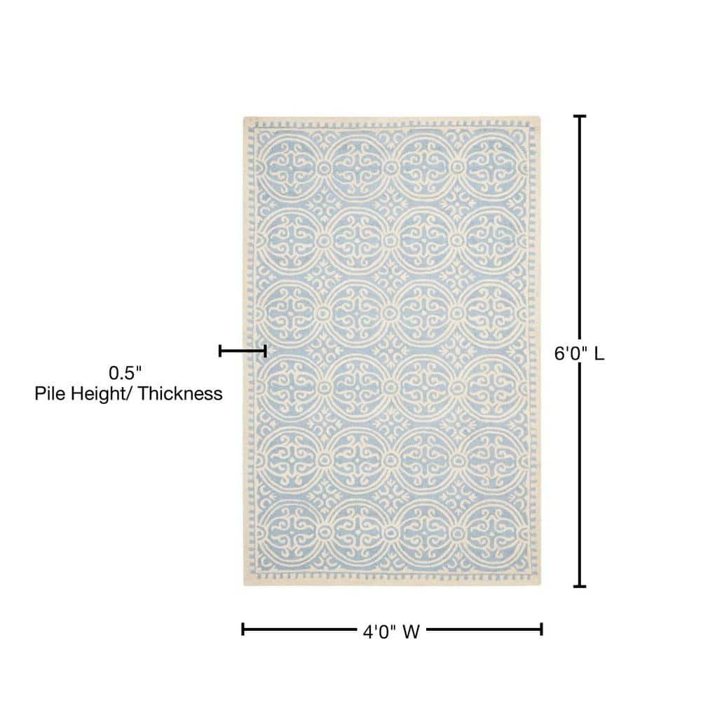 SAFAVIEH Cambridge Leslie Geometric Wool Area Rug, Light Blue/Ivory, 4' x 6'