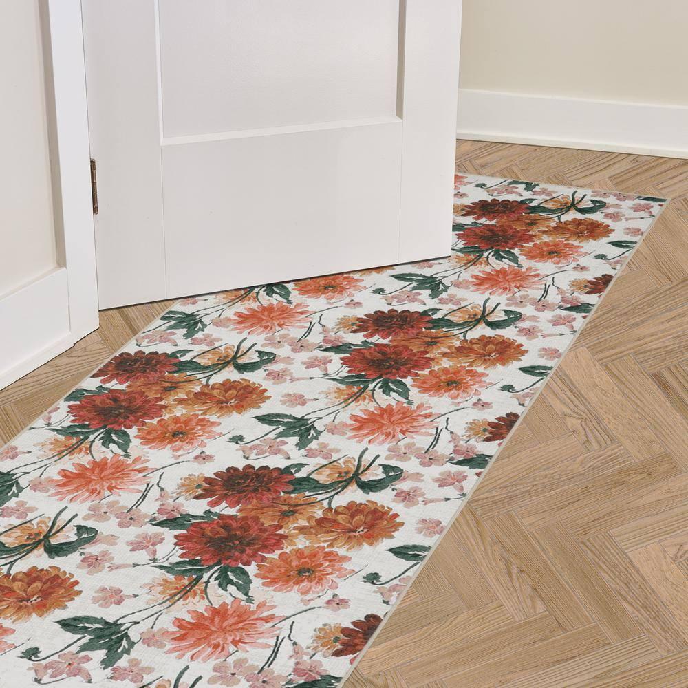 Laura Ashley Laura Ashley Dahlias Chenille Machine Washable, Slip Resistant Accent and Runner Rugs