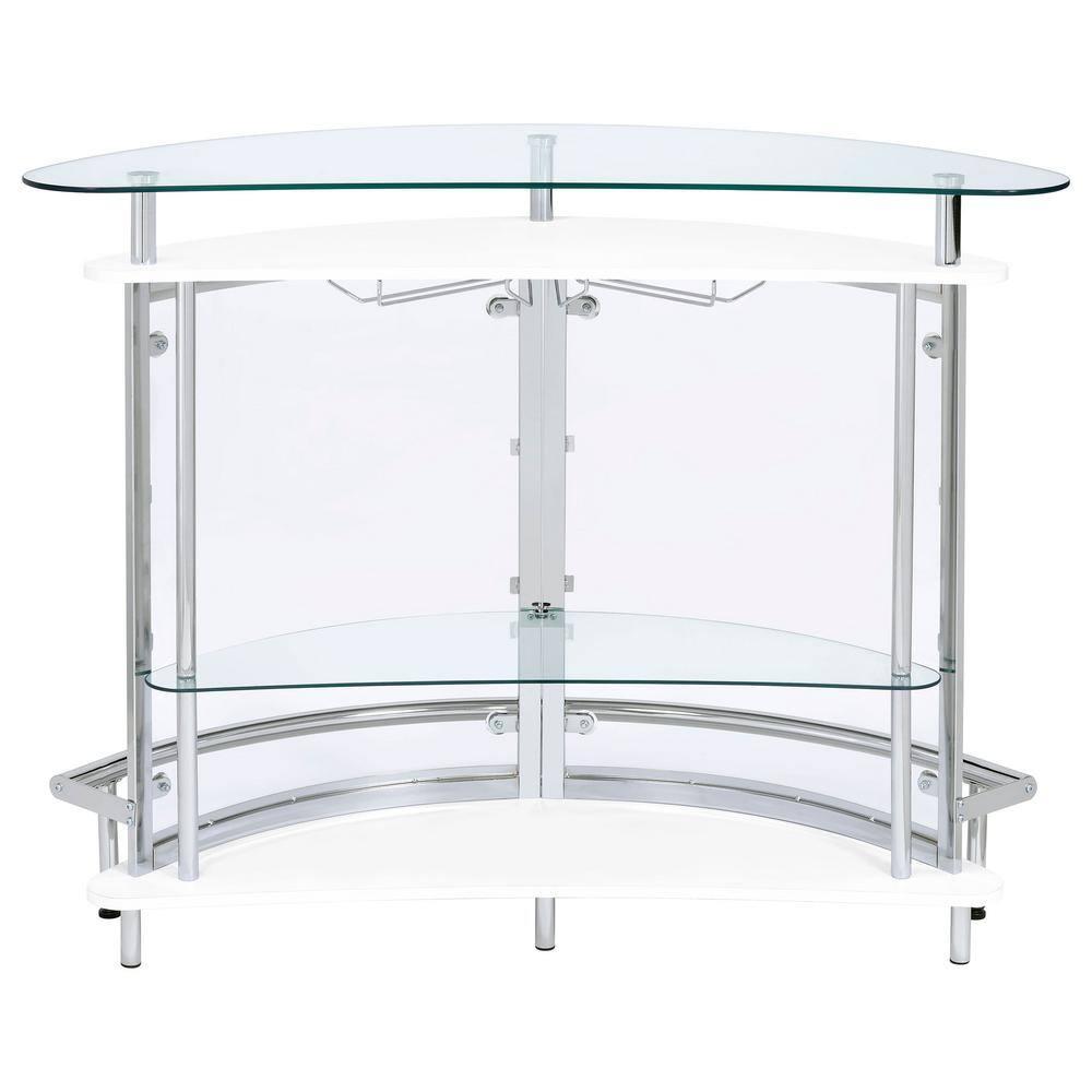 Coaster Amarillo Modern 2 Tier Home Bar Cabinet White/Chrome