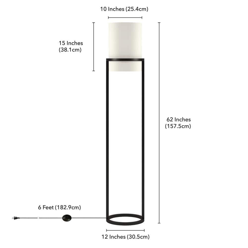 Evelyn&Zoe Casimir 62" Tall Floor Lamp with Fabric shade in Blackened Bronze/White