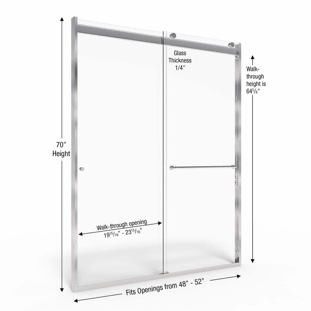 Rotolo 52" W x 70" H Semi Frameless Shower Door