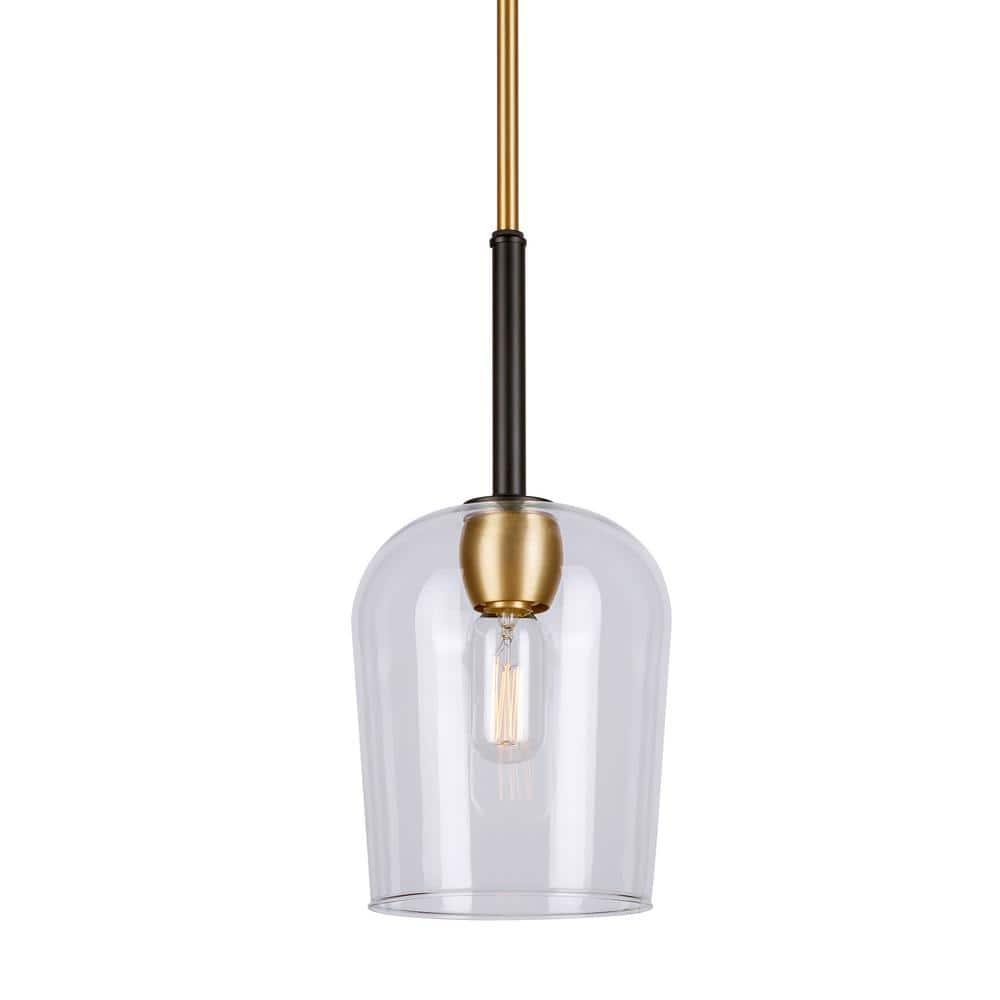 Forte Lighting 2726-01 Palmer 7" Wide Mini Pendant - Black and Soft Gold