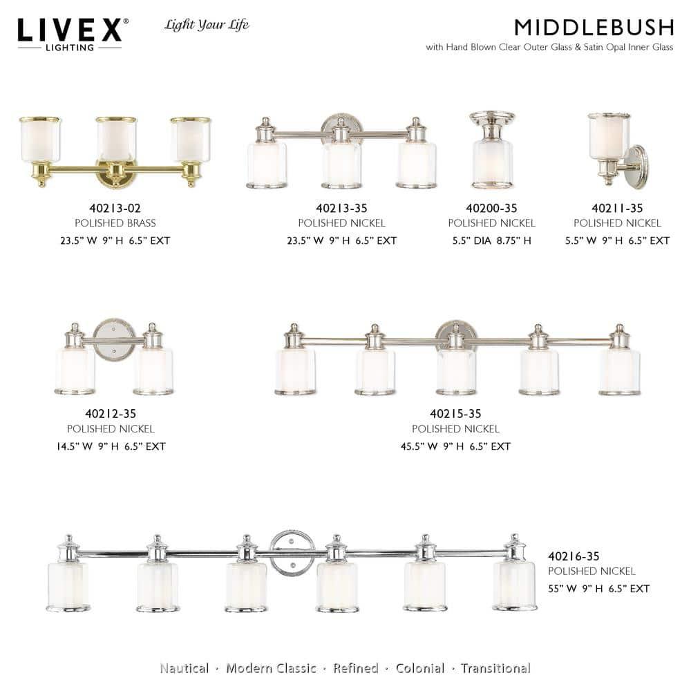Livex Lighting Middlebush 3 - Light Vanity in  Polished Nickel