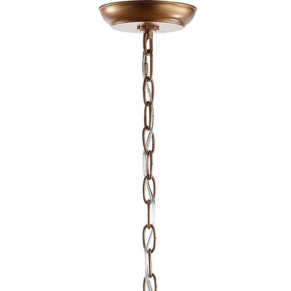 Isabelle 20" Adjustable Metal/Glass LED Pendant, Antique Gold