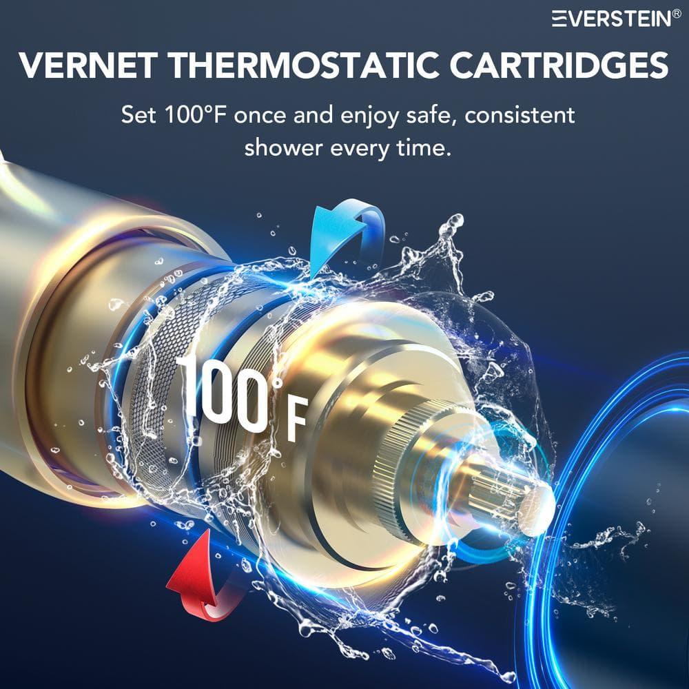 15-Spray Patterns 16" & 6" Triple Shower Heads, Shower FaucetSystem with Thermostatic Rough-in Valve