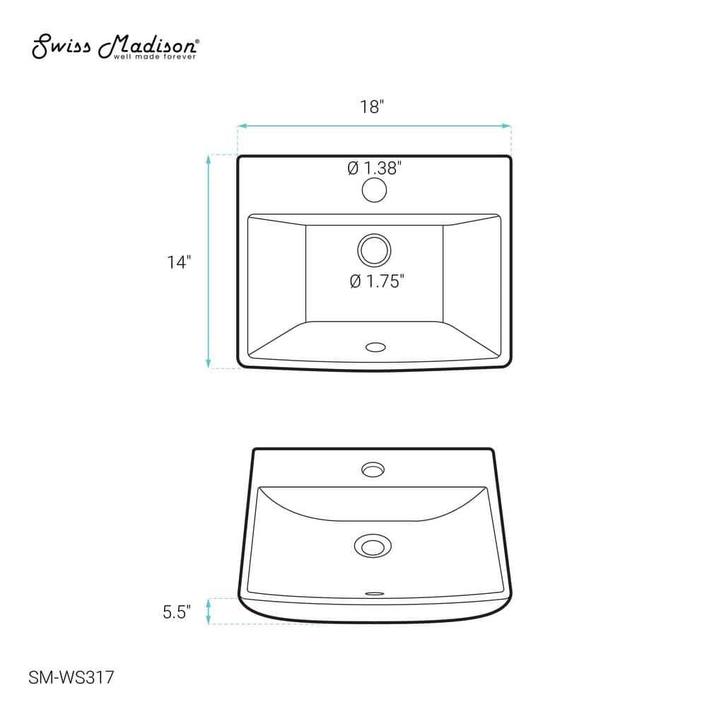 Voltaire Sublime Compact Ceramic Wall Hung Sink