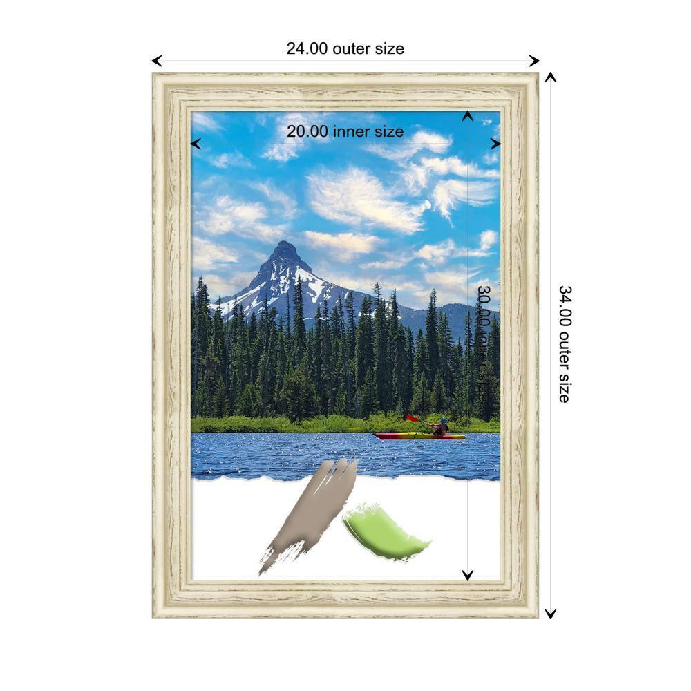Amanti Art Country White Wash Wood Picture Frame Opening Size 20x30 in.
