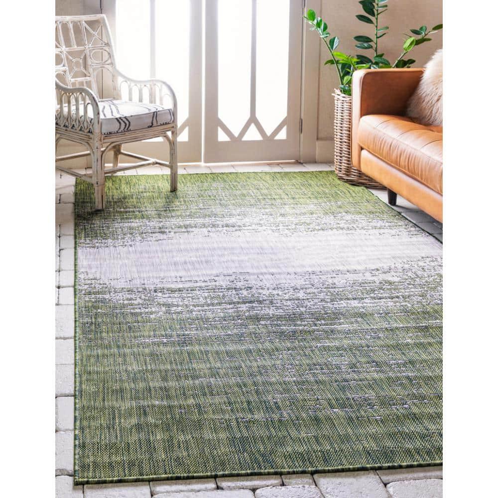 Unique Loom 9' 0 x 12' 2 Rectangle Indoor/Outdoor Modern Green Area Rug
