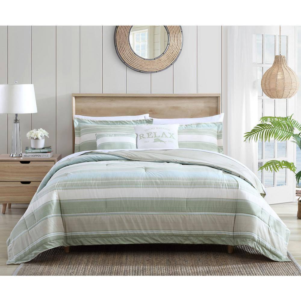 Tommy Bahama Home Tommy Bahama Serenity Green Cotton Reversible 5 Piece Comforter Set