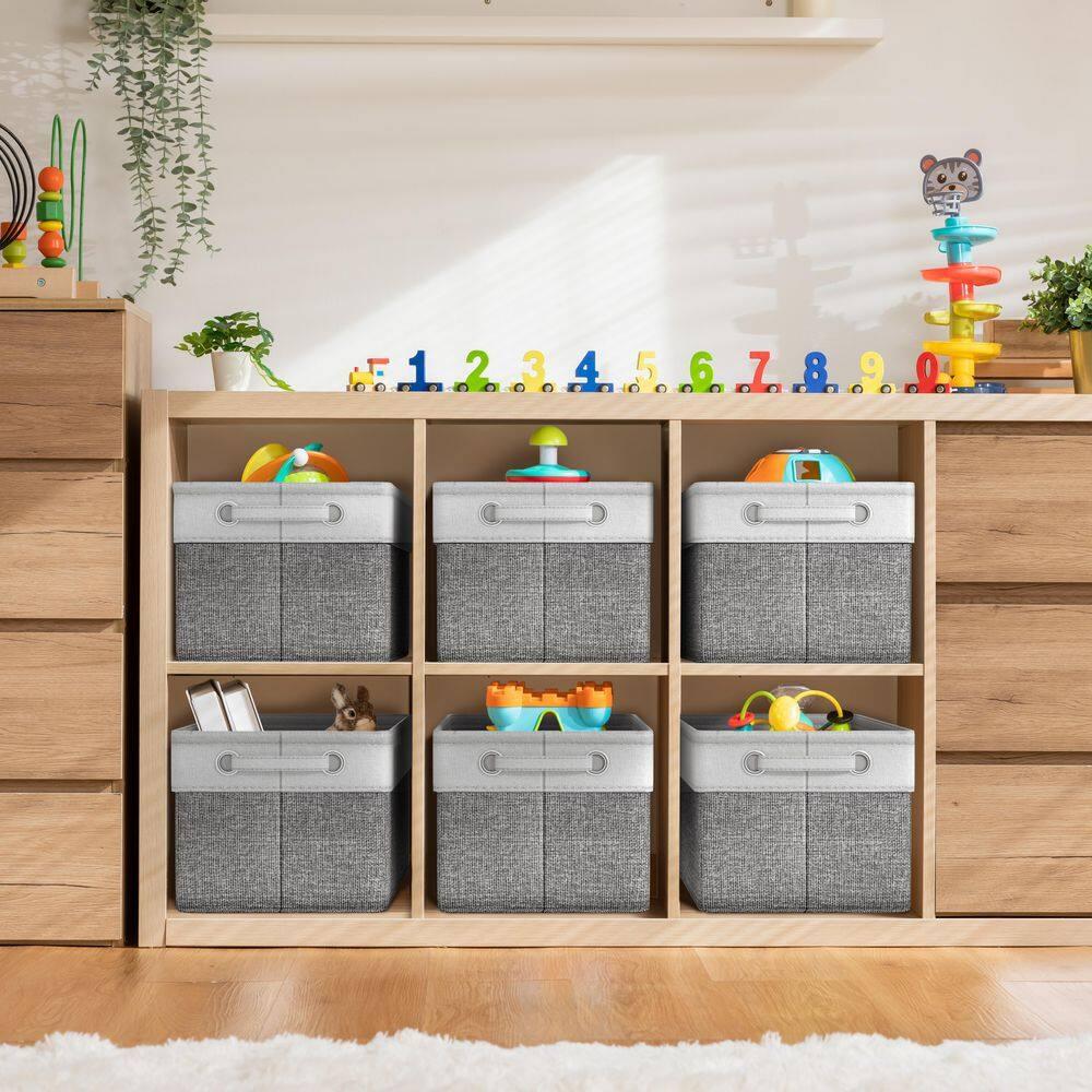 Sorbus Sorbus Fabric Storage Bins for Shelves Set of 6 - 15 Inch Sturdy Collapsible Storage Bins with 2 Handles, Foldable Baskets for Organizing Home, Closets, Shelf, Toys, Clothes, Large Decorative Storage Baskets