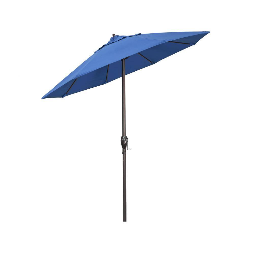 7.5 ft. Bronze Aluminum Market Auto-Tilt Crank Lift Patio Umbrella in Capri Pacifica