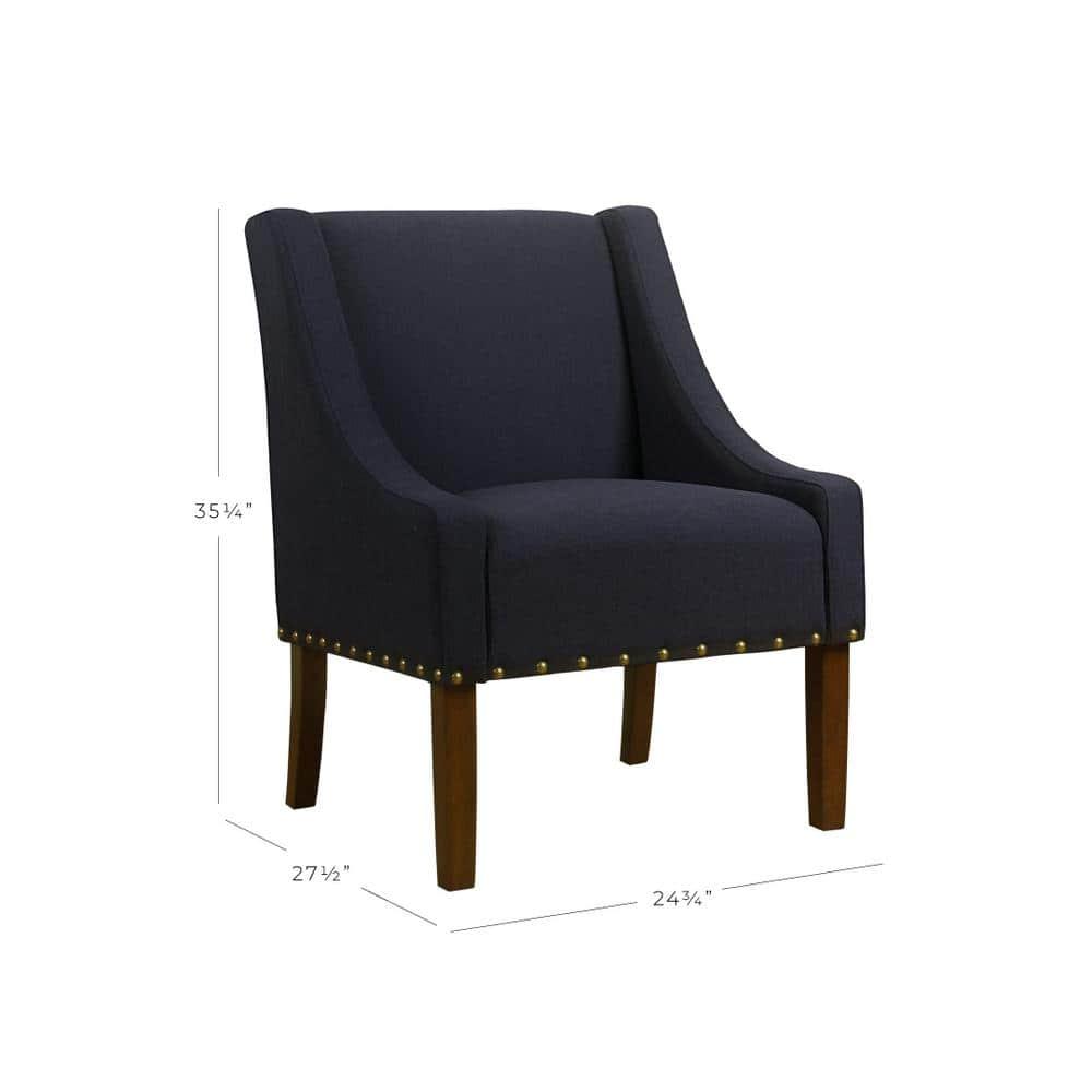 Modern Swoop Accent Chair with Nailhead Trim Navy - HomePop