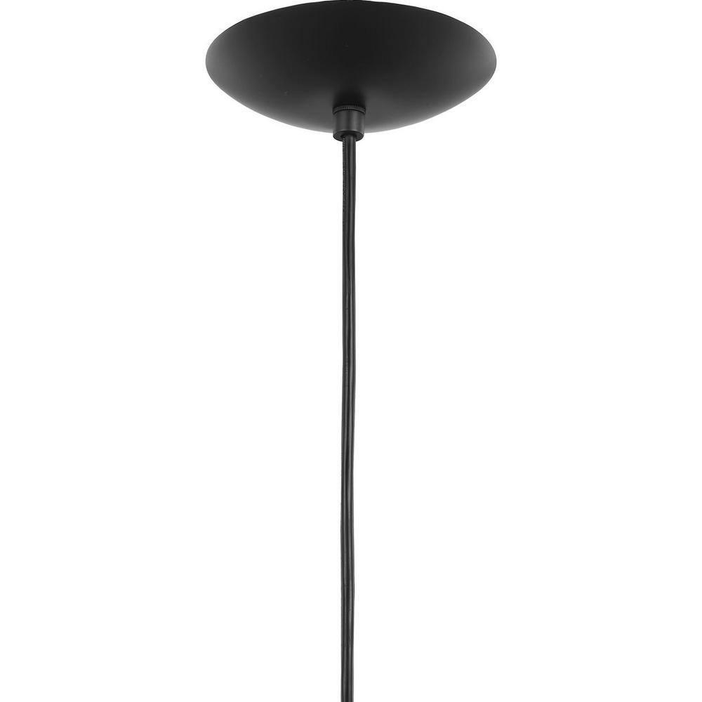 Progress Lighting, Globe Collection, 1-Light Pendant, Black Finish, Opal Glass Shade