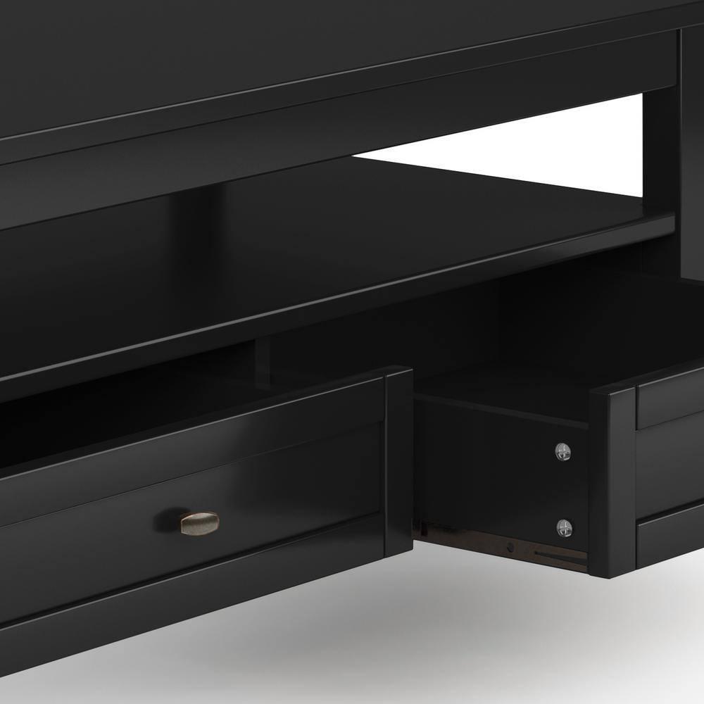 Simpli Home Warm Shaker 48"W Solid Wood Coffee Table with Two Storage Drawers and Open Shelf