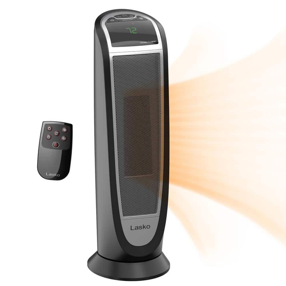 Lasko CT22766 Convection Heater - Ceramic - Electric - Electric - 1500 W - Timer - 120 V AC - 12.50 A - Remote Control - Oscillation - Indoor, Room - Tower