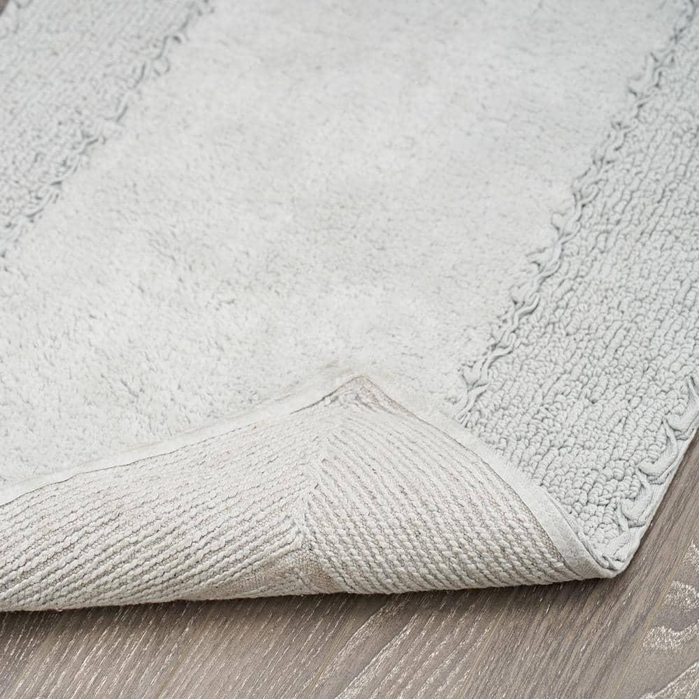 Laura Ashley Ruffle Cotton 2-Piece Bath Rug Set, Light Gray