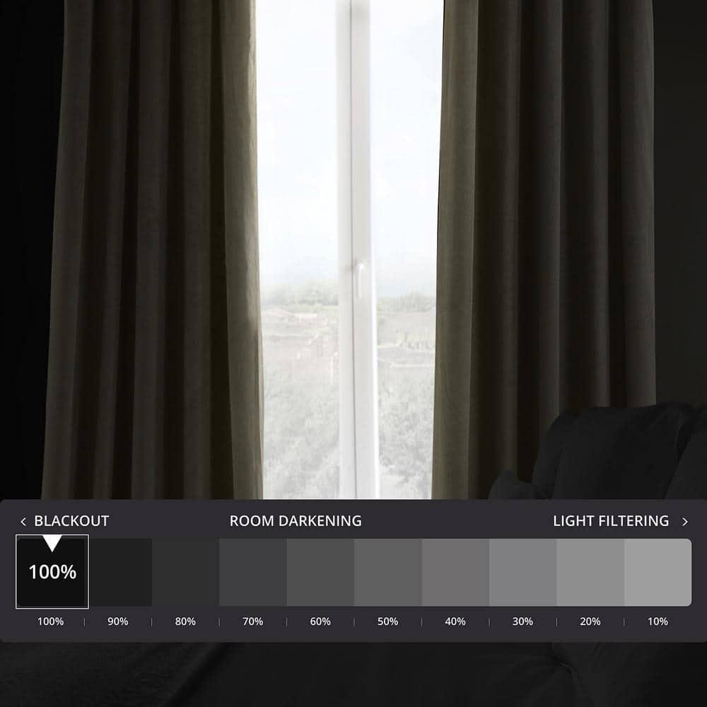 Half Price Drapes Signature Denver Taupe Velvet Blackout Curtains For Bedroom(1 Panel), 50WX 96L