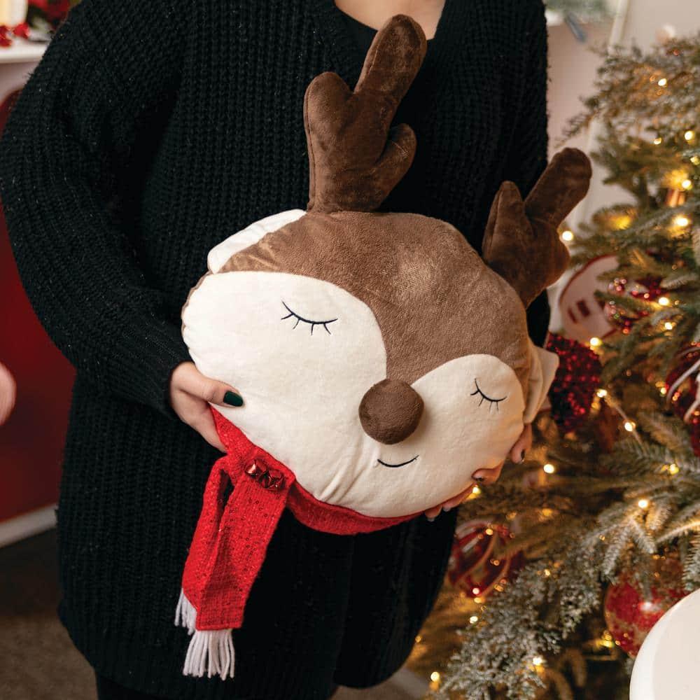 Clover Lane 24.5" Sleeping Reindeer Christmas Throw Pillow, Multicolor