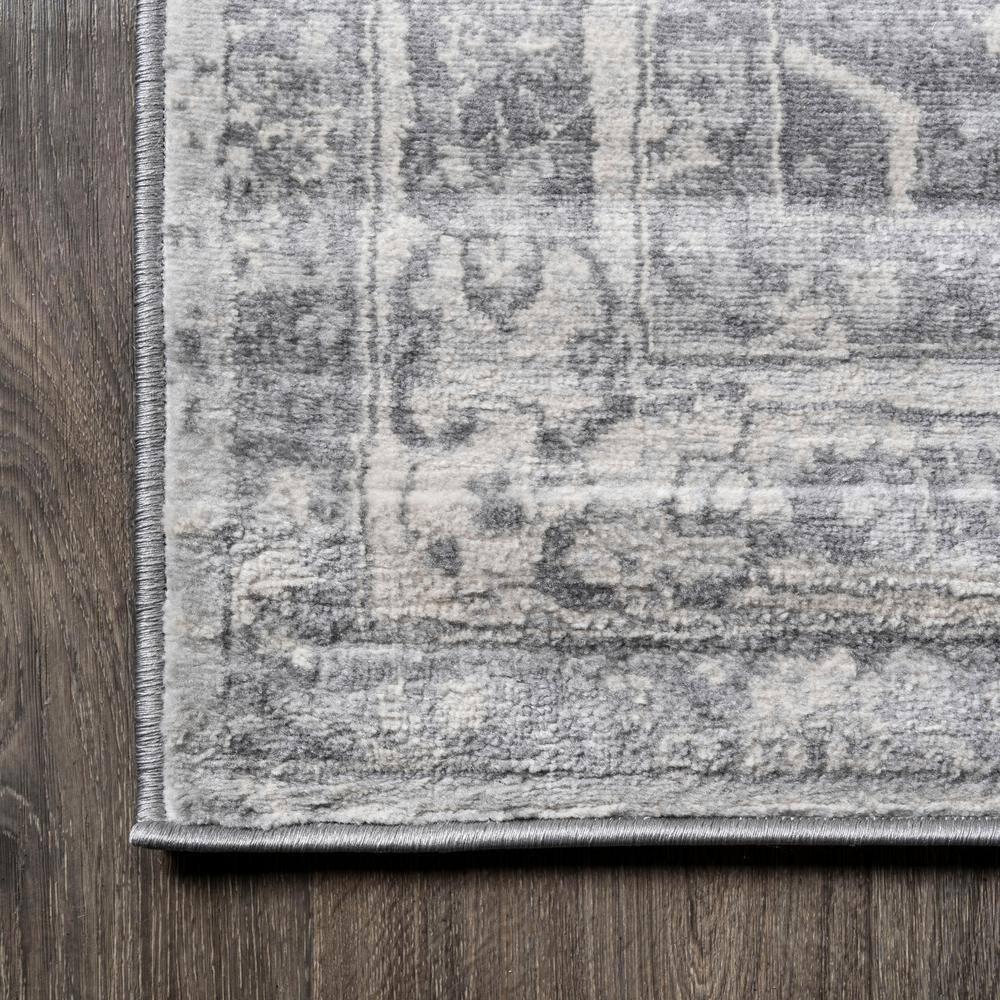 2' X 10' Modern Persian Vintage Medallion Runner Rug, Light Gray/Ivory - JONATHAN Y