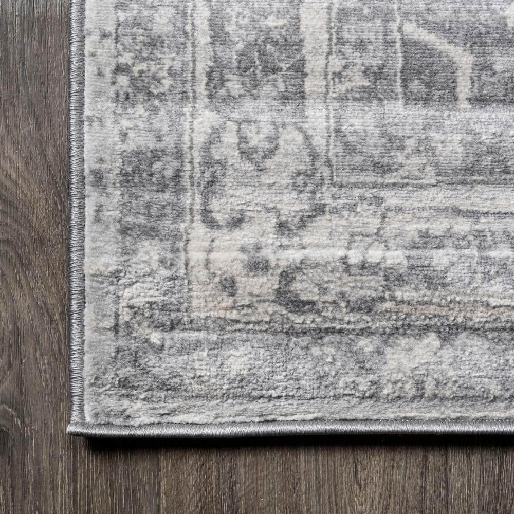 3' X 5' Modern Persian Vintage Medallion Area Rug, Light Gray/Ivory - JONATHAN Y