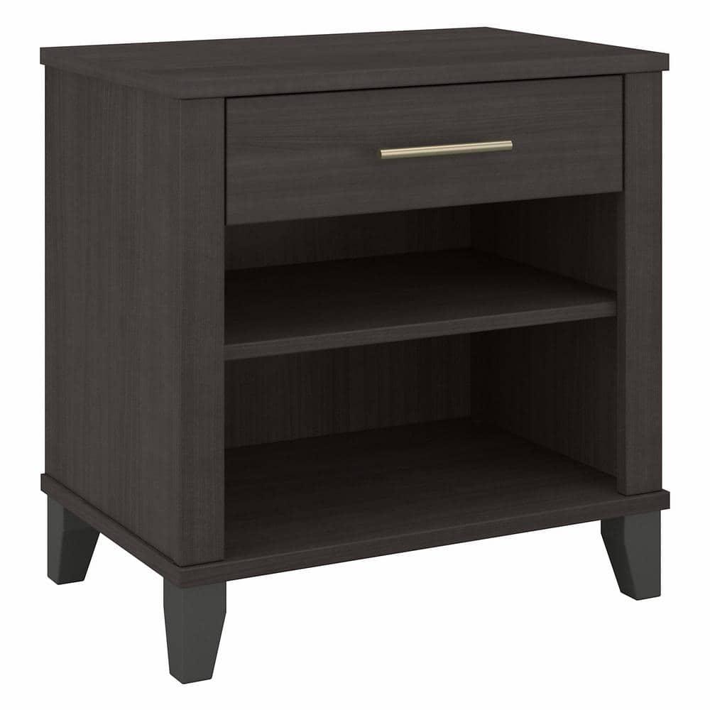 Storm Gray 24" Modern Nightstand with Drawer and Shelves