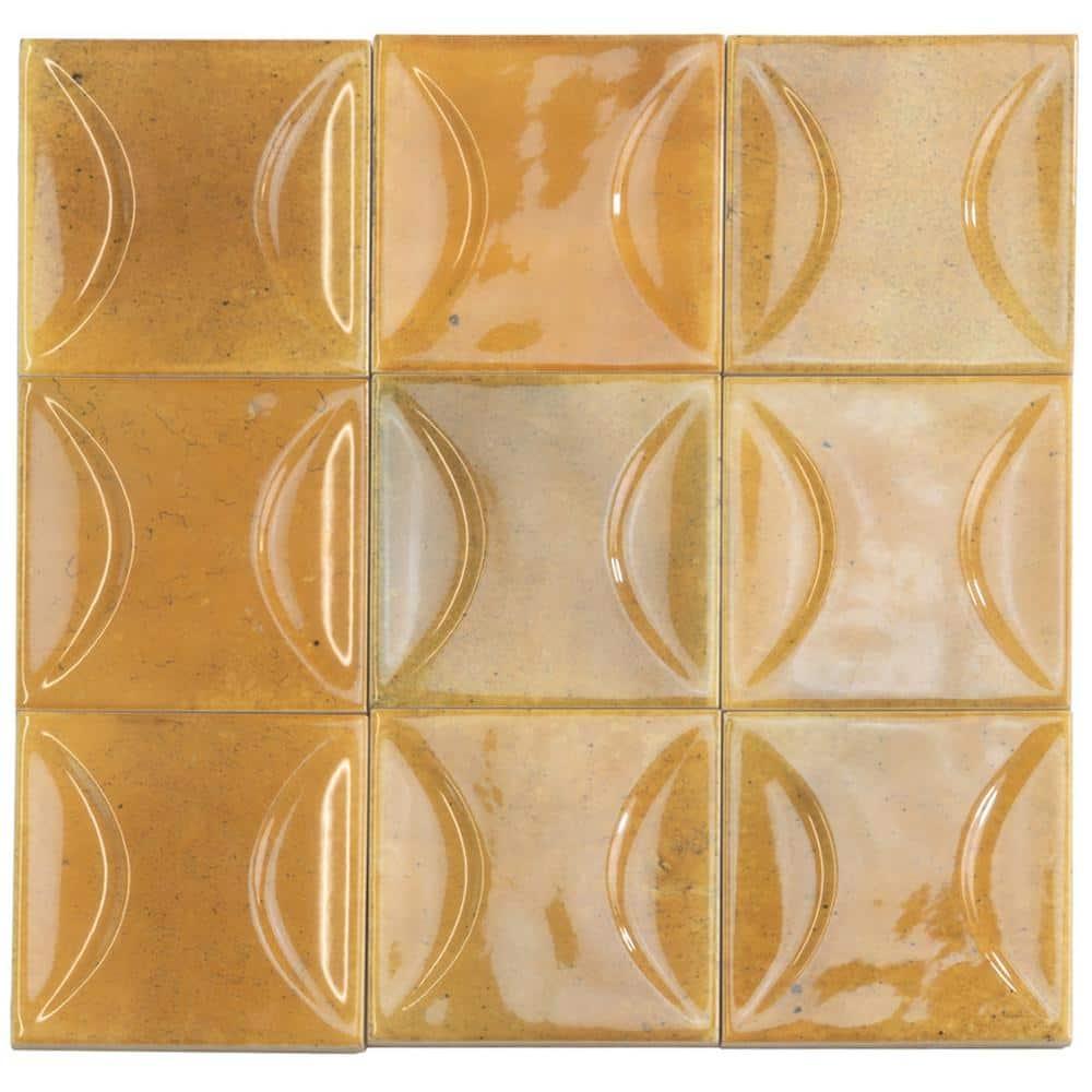 Antiek 3.94 in. x 3.94 in. Glossy Ceramic Square Deco Wall Tile (6.68 sq. ft./case) (60-pack)