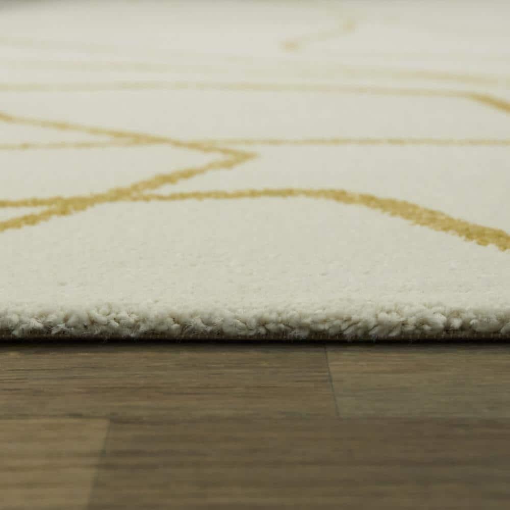 Descartes Abstract Modern Area Rug Mustard 6'7" x 9' 6' x 9' Ivory