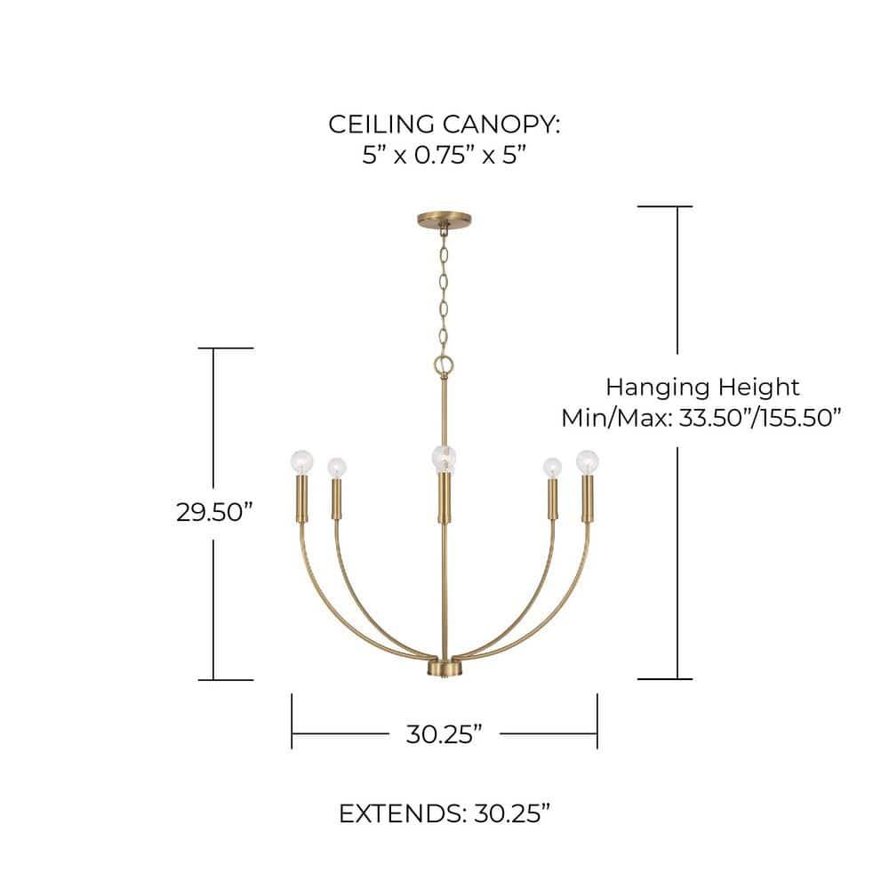 Ansley 6 Light Metal Dimmable Chandelier